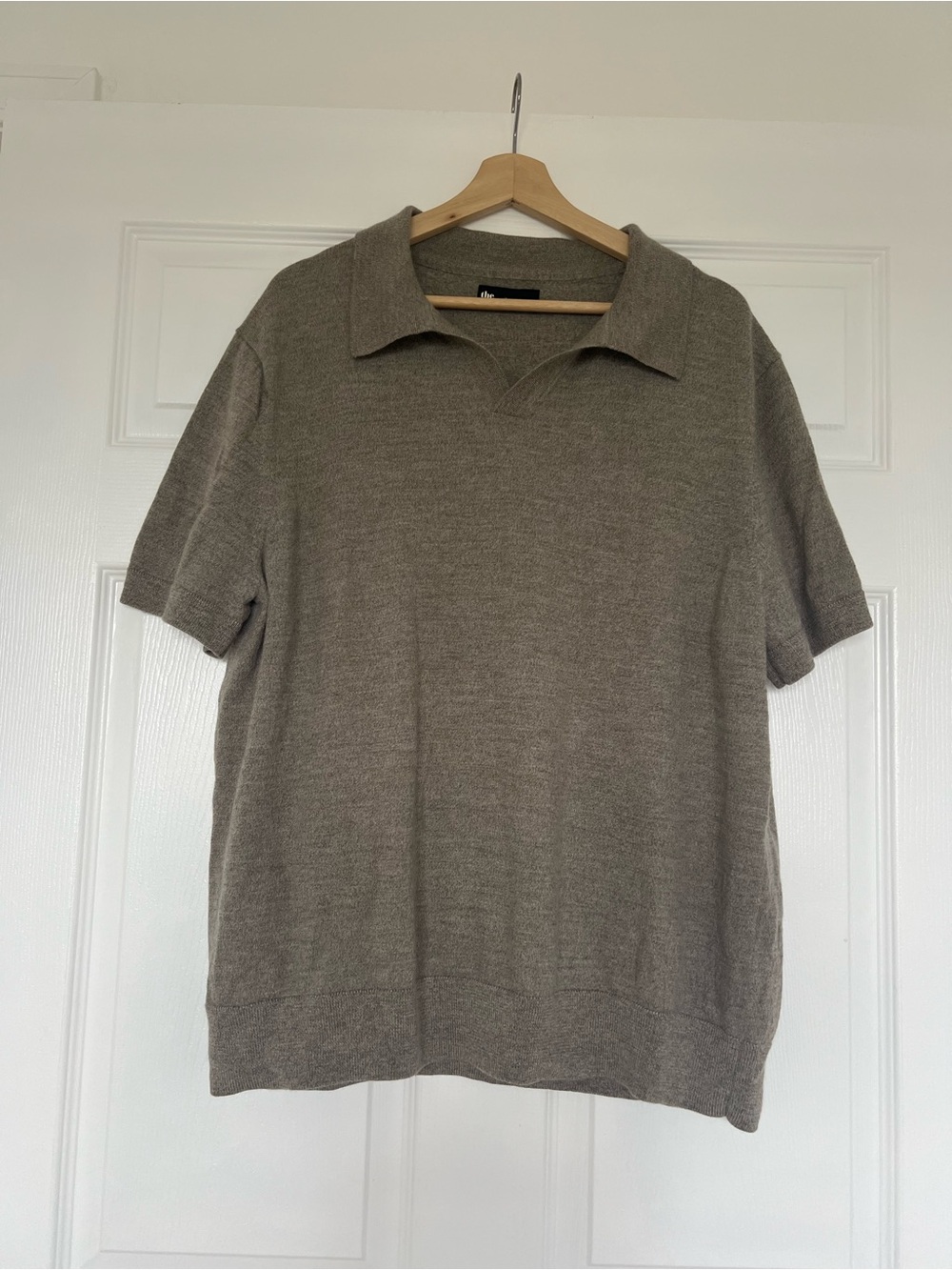 The Commons Men's Shirt XXL  brown Sweater Polo 100% Merino Wool Short Sleeve